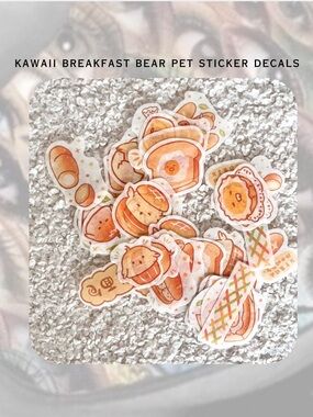 🍭3/$15 NWT🎉 Kawaii Bear Bakery Bread Breakfast PET Sticker Decals